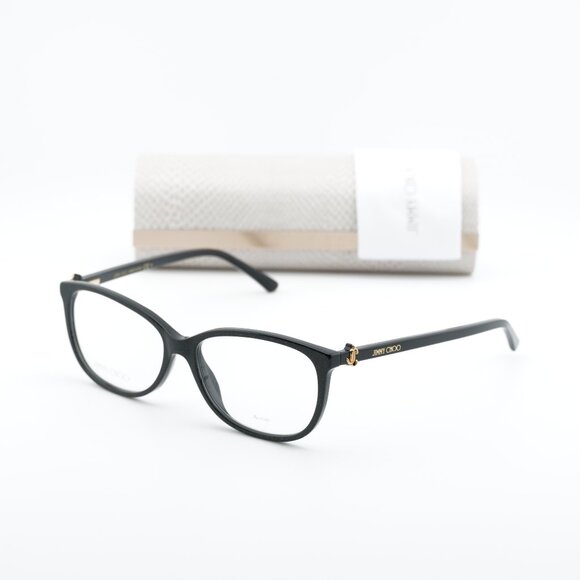 Jimmy Choo JC308 0DXF 00 Square 54mm Eyeglasses - Shiny Black/Gold - Picture 1 of 10